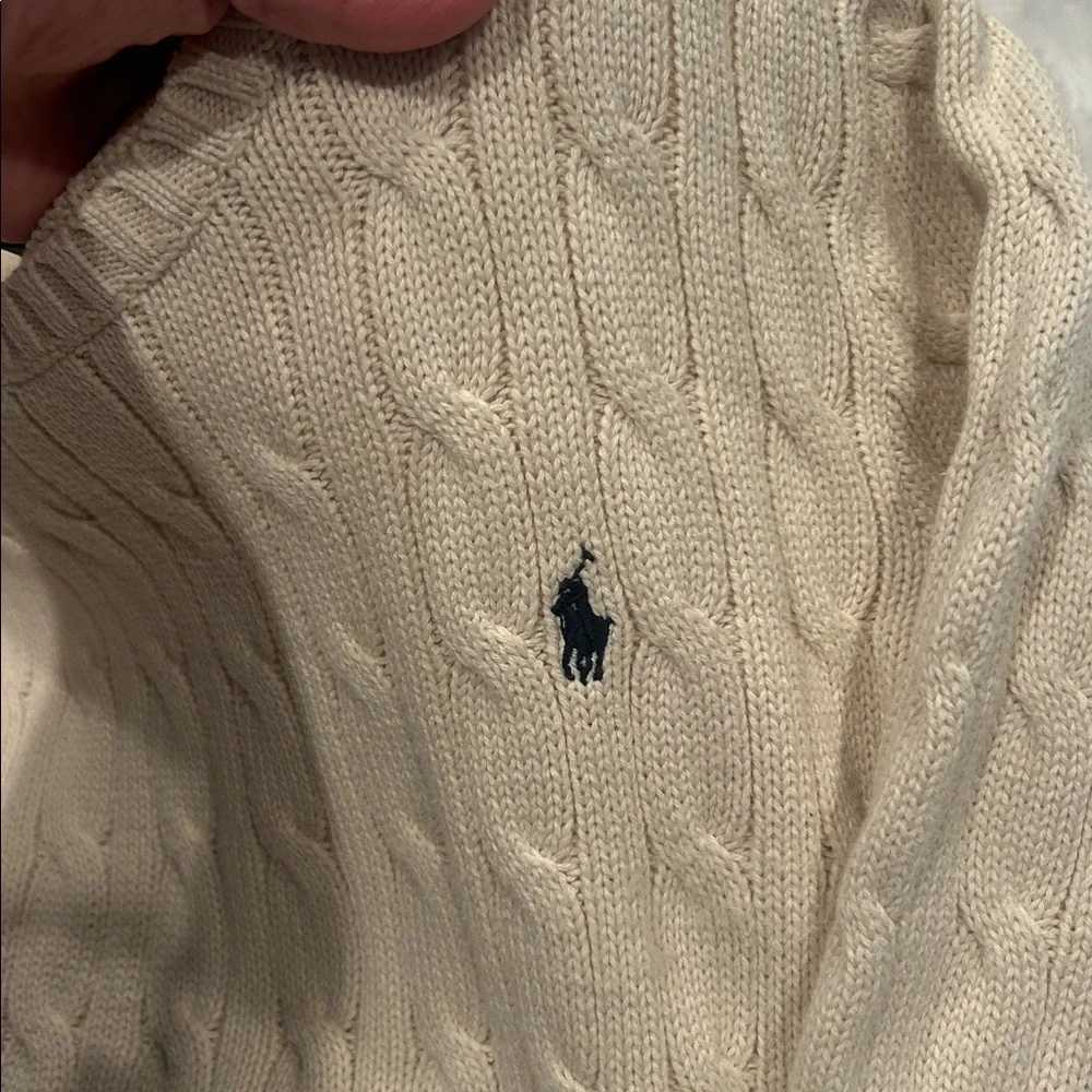 Ralph Lauren Boy’s Beige Cable Knit Crewneck Sweater - Picture 2 of 5